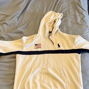 Ralph Lauren Cream Hoodie with Flag Detail